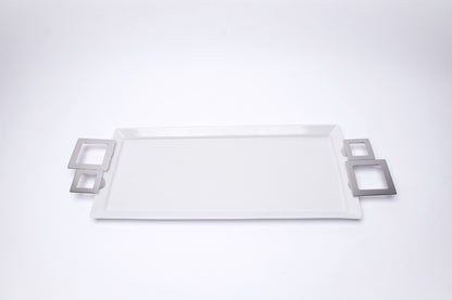 Rectangular Tray With Plain Squared Handles
