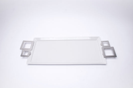 Rectangular Tray With Plain Squared Handles