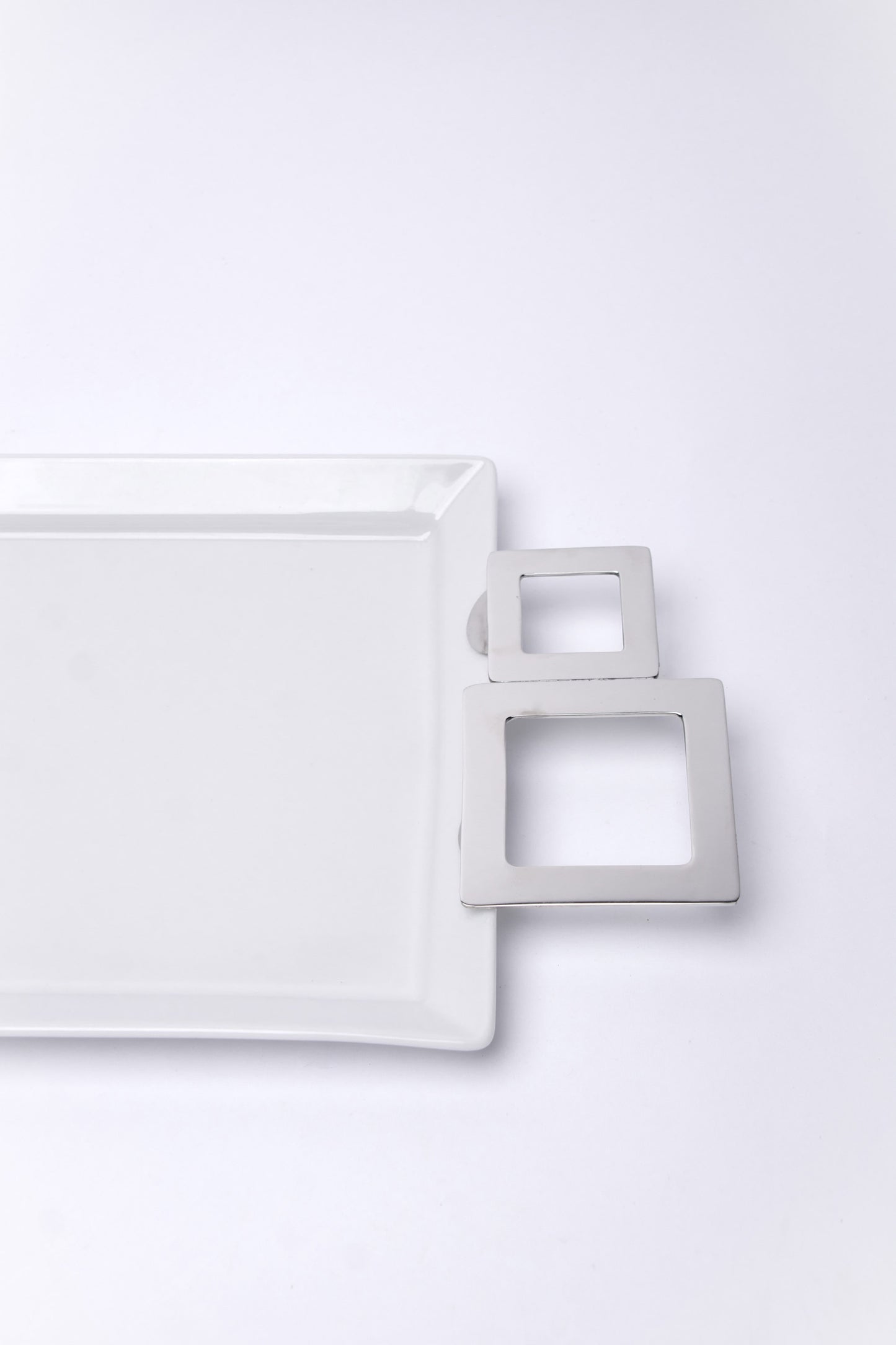 Rectangular Tray With Plain Squared Handles